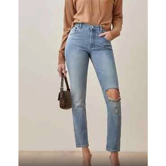 Reformation Cyprus Harper Ultra High Rise Skinny Jeans 27x29 Distressed EUC - Picture 3 of 11